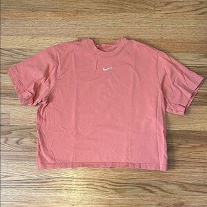Nike Coral Crop Tee with White Logo